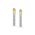 14KT Yellow Gold Diamond Hoop Earrings,,hi-res view 1
