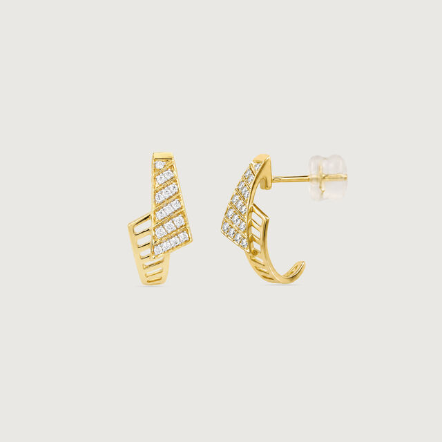 Angular Motion Diamond Hoop Earrings,,hi-res image number null