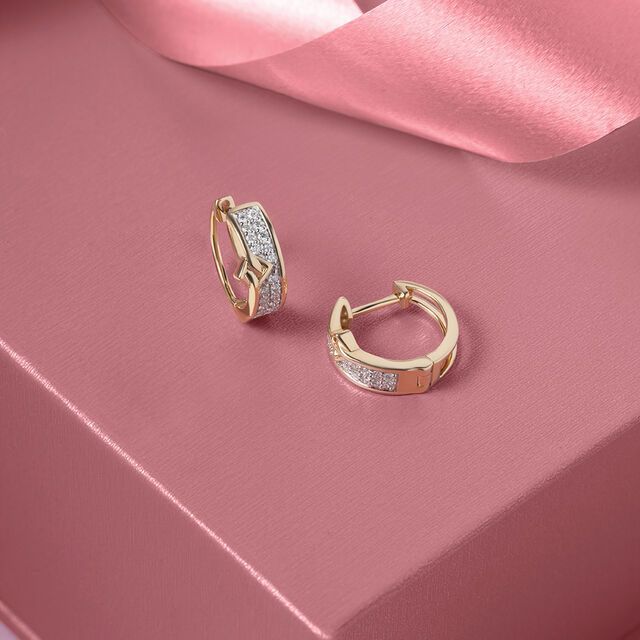 Elegant Vibes Gold & Diamond Hoop Earrings,,hi-res image number null