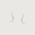 Flowing Arc Silver Stud Earrings,,hi-res view 3