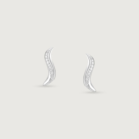 Flowing Arc Silver Stud Earrings