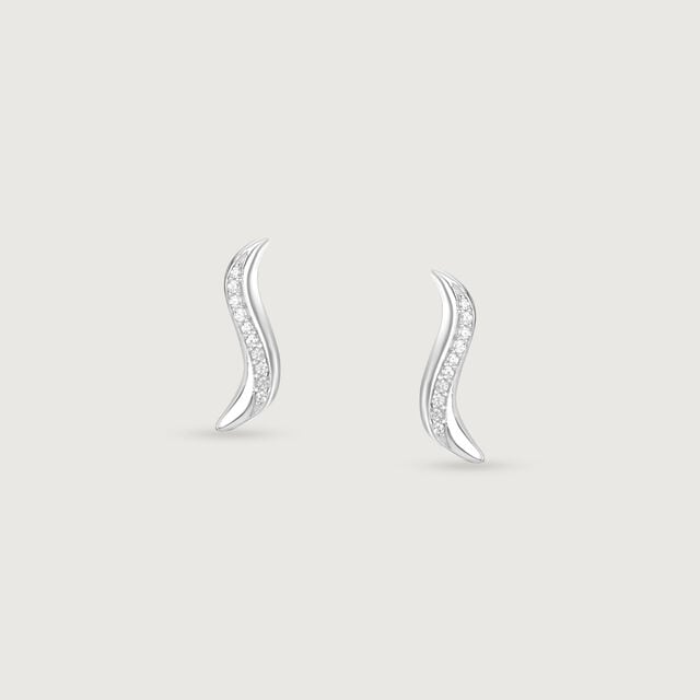 Flowing Arc Silver Stud Earrings,,hi-res image number null