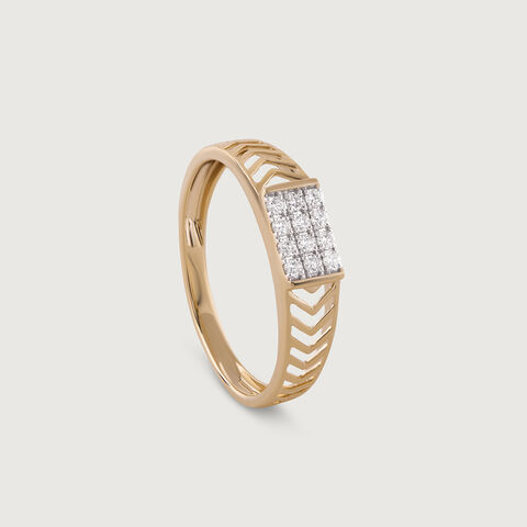 Chevron Shine Gold & Diamond Ring for Men