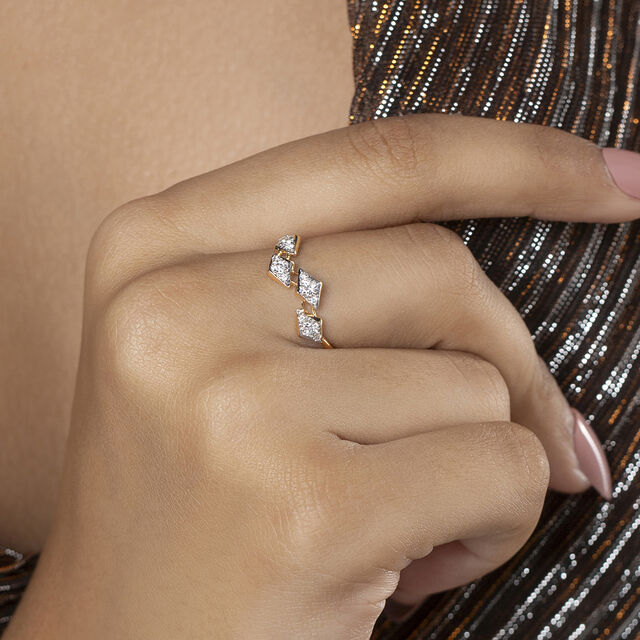 Disco Beat Gold & Diamond Finger Ring,,hi-res image number null
