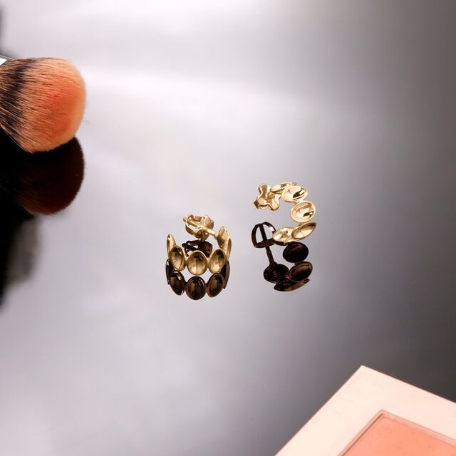 Beaded Sculpt Gold Hoop Earrings,,hi-res image number null
