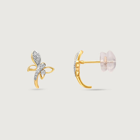 Dancing Butterfly Diamond Stud Earrings