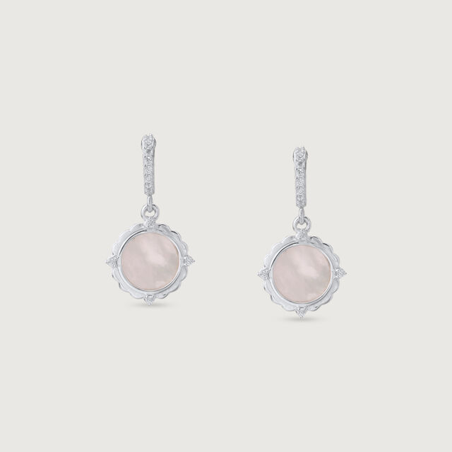 Mother of Pearl Moonlit Silver Drop Earrings,,hi-res image number null