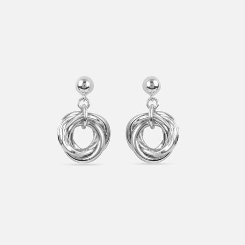 Twisted Loop Silver Drop Earrings