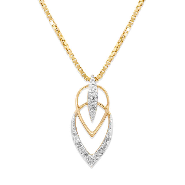 14KT Yellow Gold Harmonious Foliage Diamond Pendant,,hi-res image number null