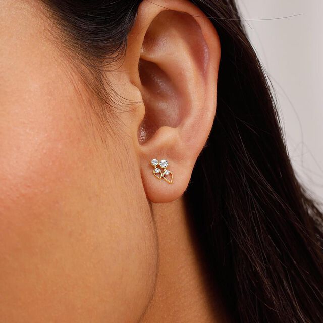 Twinkle Leaf Diamond Stud Earrings,,hi-res image number null