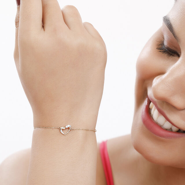 14KT Yellow Gold Piece of Heart Diamond Bracelet,,hi-res image number null