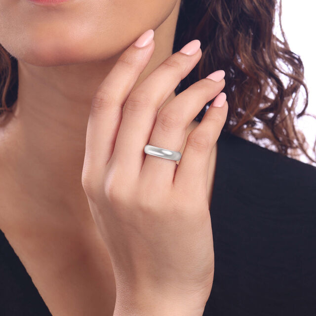 Glossy Dome Silver Ring,,hi-res image number null
