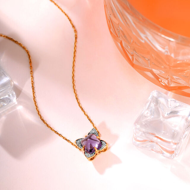 Aurora's Embrace 14KT Amethyst & Diamond Pendant,,hi-res image number null