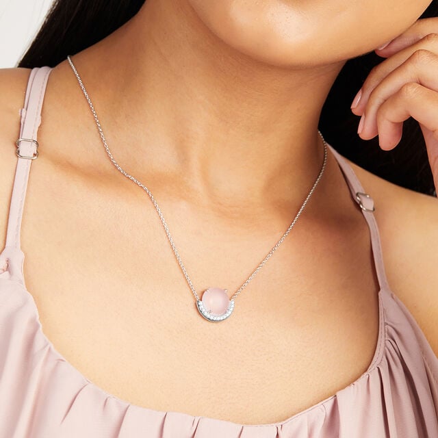 Pink Prism Silver Necklace,,hi-res image number null