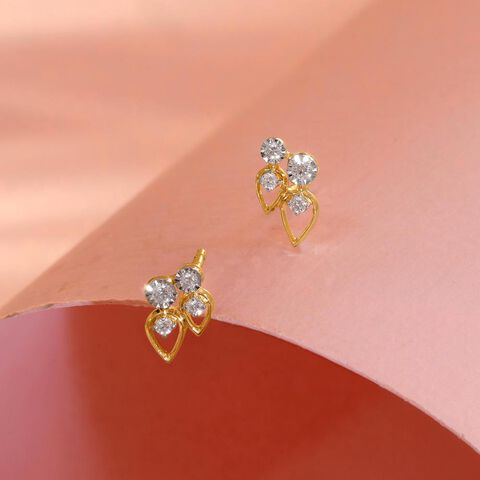 Twinkle Leaf Diamond Stud Earrings