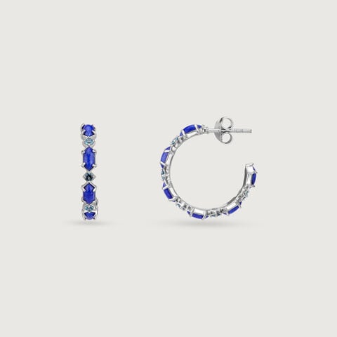 Bold Artistic Silver Hoop Earrings
