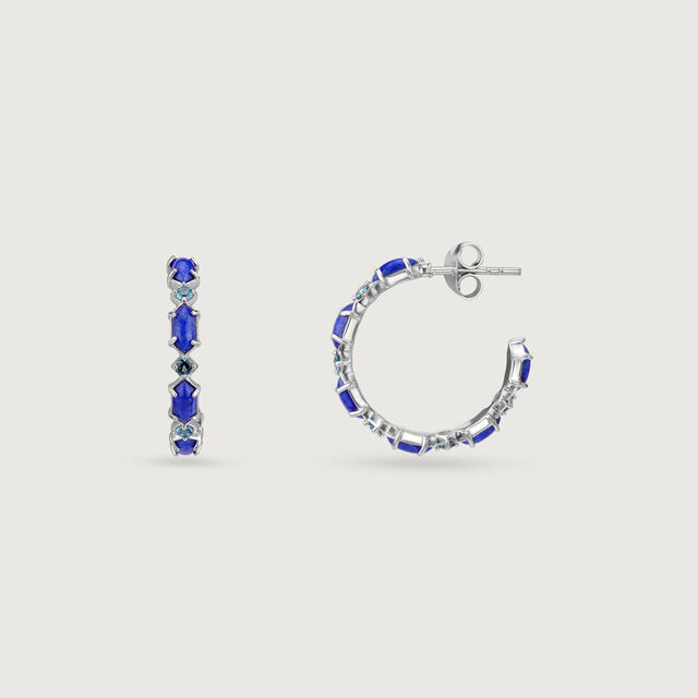 Bold Artistic Silver Hoop Earrings,,hi-res image number null
