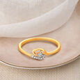 Charming 18 Karat Yellow Gold And Diamond Leaf Ring,,hi-res view 1