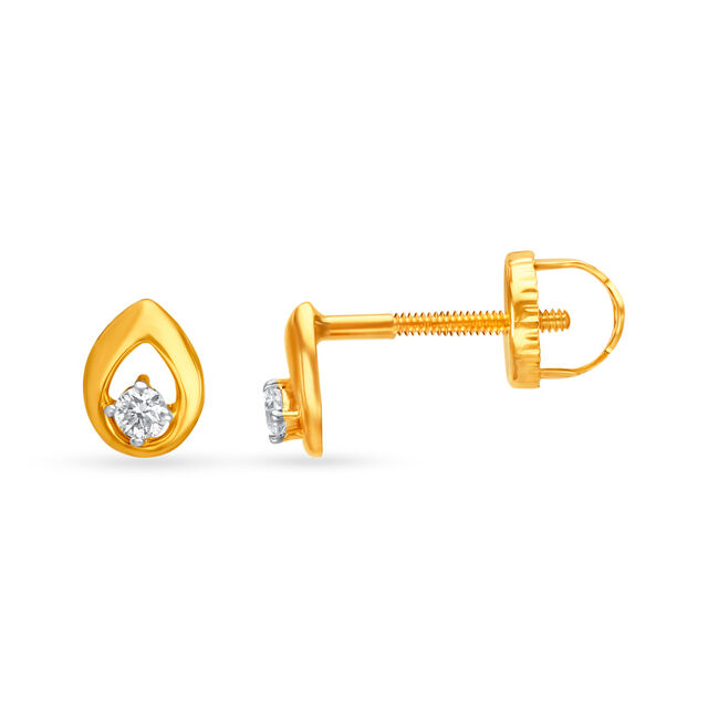 Dainty Bud Shaped Diamond Stud Earrings,,hi-res view 2