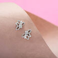 Twinkling Bow Silver Stud Earrings,,hi-res view 1