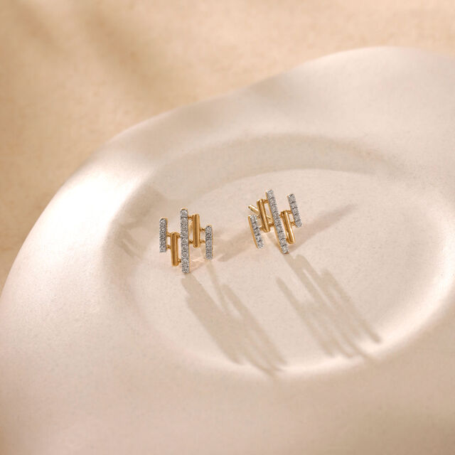 Dynamic Linear Diamond Stud Earrings,,hi-res image number null