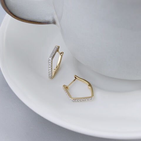 Chic Sleek Gold & Diamond Hoop Earrings