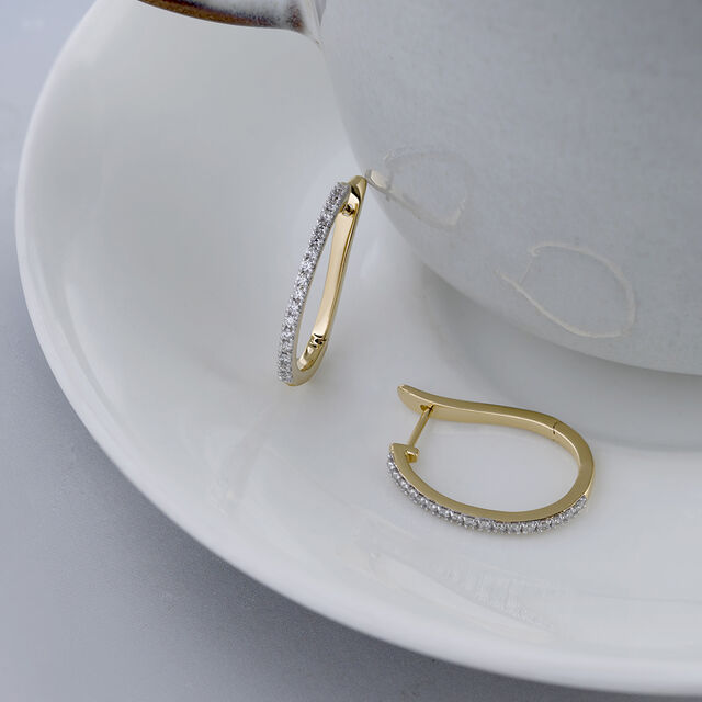 Minimalist Chic Gold & Diamond Hoop Earrings,,hi-res image number null