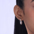 Playful Loop Silver Hoop Earrings,,hi-res view 2