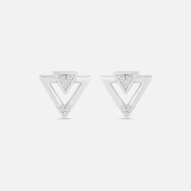 Dazzling Triple-Layer Silver Ear Stud Earrings,,hi-res image number null