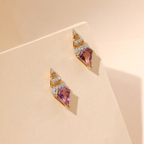 Sleek Radiant Amethyst Drop Earrings
