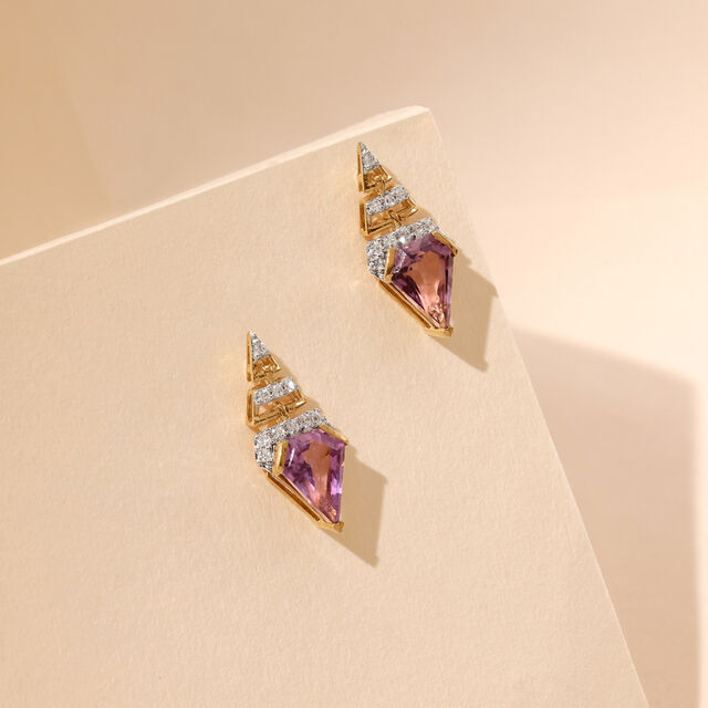Sleek Radiant Amethyst Drop Earrings,,hi-res image number null