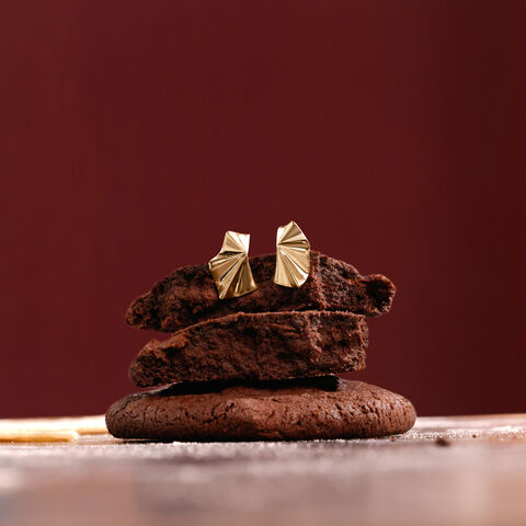 Radiant Fold Gold Stud Earrings