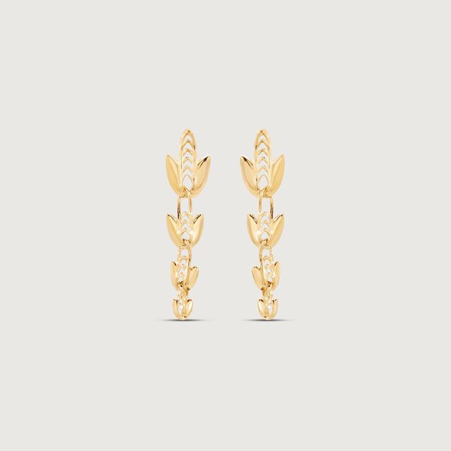 Radiant Lotus Gold Drop Earrings,,hi-res image number null