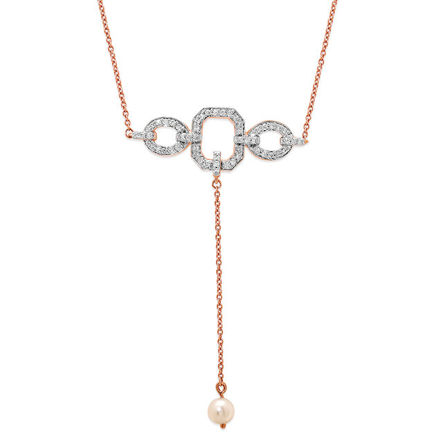 14KT Rose Gold Stunning Hexagon Pearl Necklace,,hi-res image number null