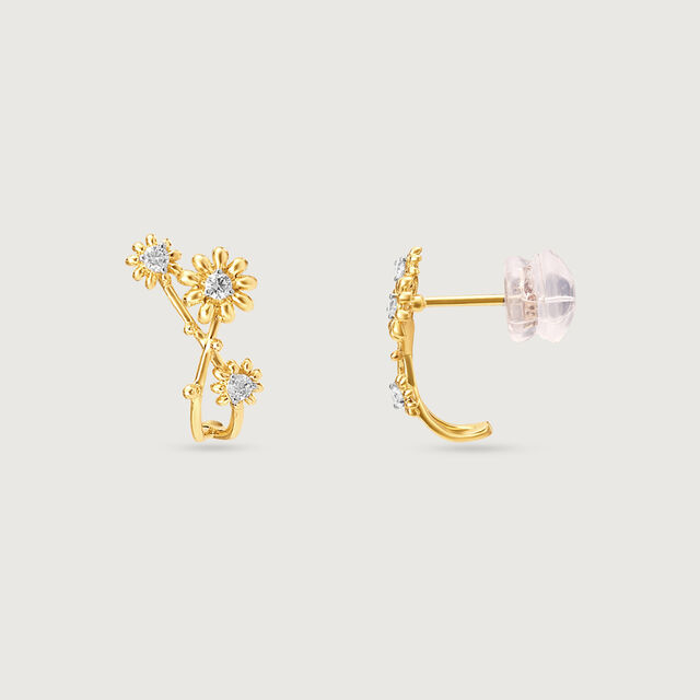 Dewdrop Daisy Diamond Hoop Earrings,,hi-res image number null