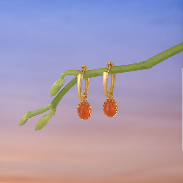 Solar Glow Carnelian Hoop Earrings,,hi-res image number null