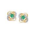 14KT Yellow Gold Radiant Ripples Emerald and Diamond Earring,,hi-res view 2
