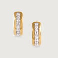 Geometric Chic Gold & Diamond Hoop Earrings,,hi-res view 3