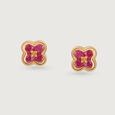 Ruby Blossom 14KT Gold & Diamond Stud Earrings,,hi-res view 3