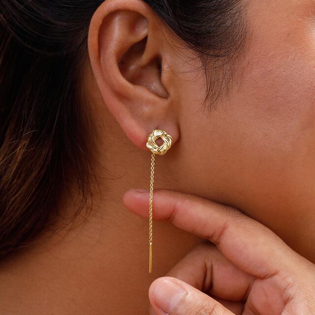 Twisted Charm Gold Sui Dhaga Earrings,,hi-res image number null