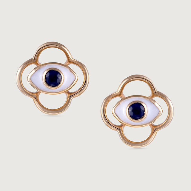 Blossoms Evil Eye Gold Stud Earrings,,hi-res image number null