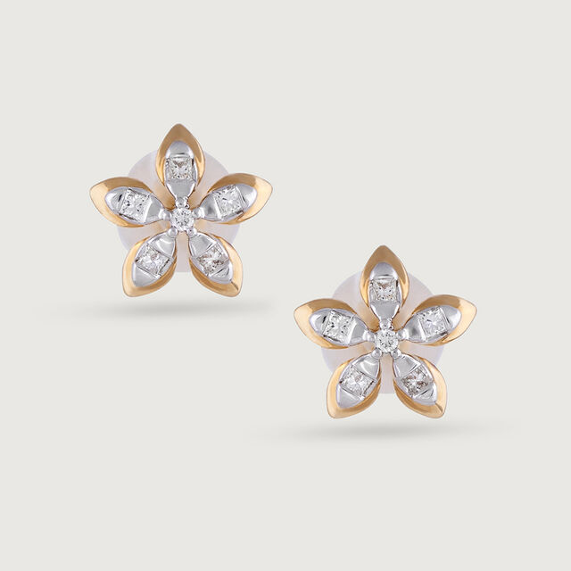Radiant Petal Gold & Diamond Stud Earrings,,hi-res image number null