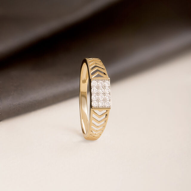 Chevron Shine Gold & Diamond Ring for Men,,hi-res image number null