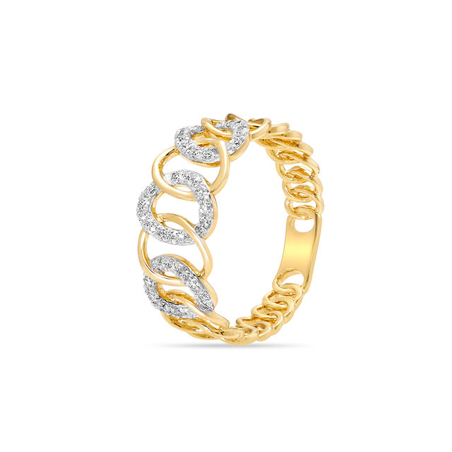 14KT Yellow Gold Linked in Love Diamond Finger Ring,,hi-res image number null