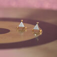 Glitzy Sequin Gold & Diamond Stud Earrings,,hi-res view 1