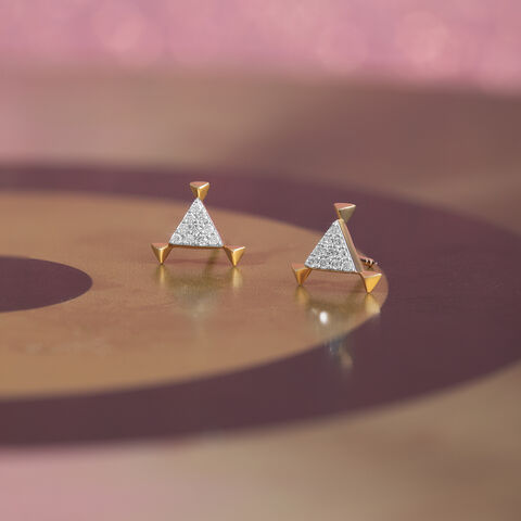 Glitzy Sequin Gold & Diamond Stud Earrings