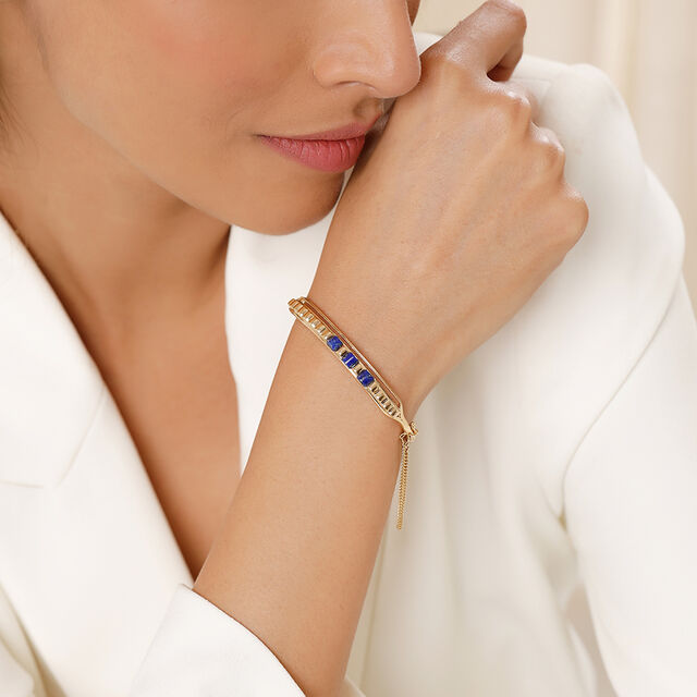 Pyramid Elevation Strip 18KT Lapis Lazuli Bangle,,hi-res image number null