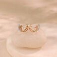 Fluid Layered Diamond Hoop Earrings,,hi-res view 1