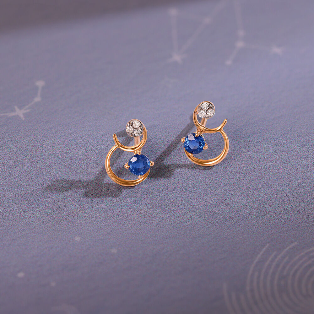 Buy Starry Galaxies 14KT Diamond and Blue Sapphire Earrings Online Mia by Tanishq