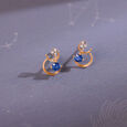 Starry Galaxies 14KT Diamond and Blue Sapphire Earrings,,hi-res view 1